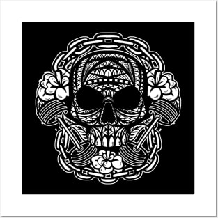 Skull Barbell Tribal Posters and Art